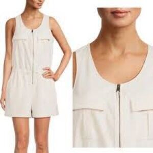 Avia Cream Zip-Front Sleeveless Jumpsuit • Size M • NWT